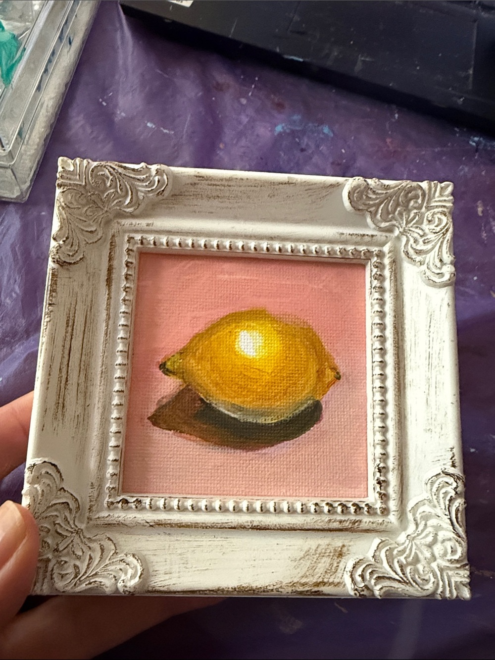 Yellow Lemon Still Life Wall Art in White Frame